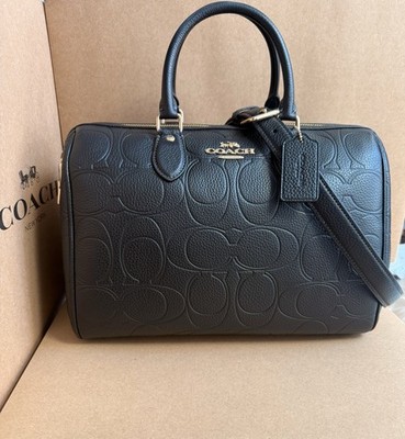 Coach Rowan Large Satchel Bag In Signature Leather CEW02 BLACK