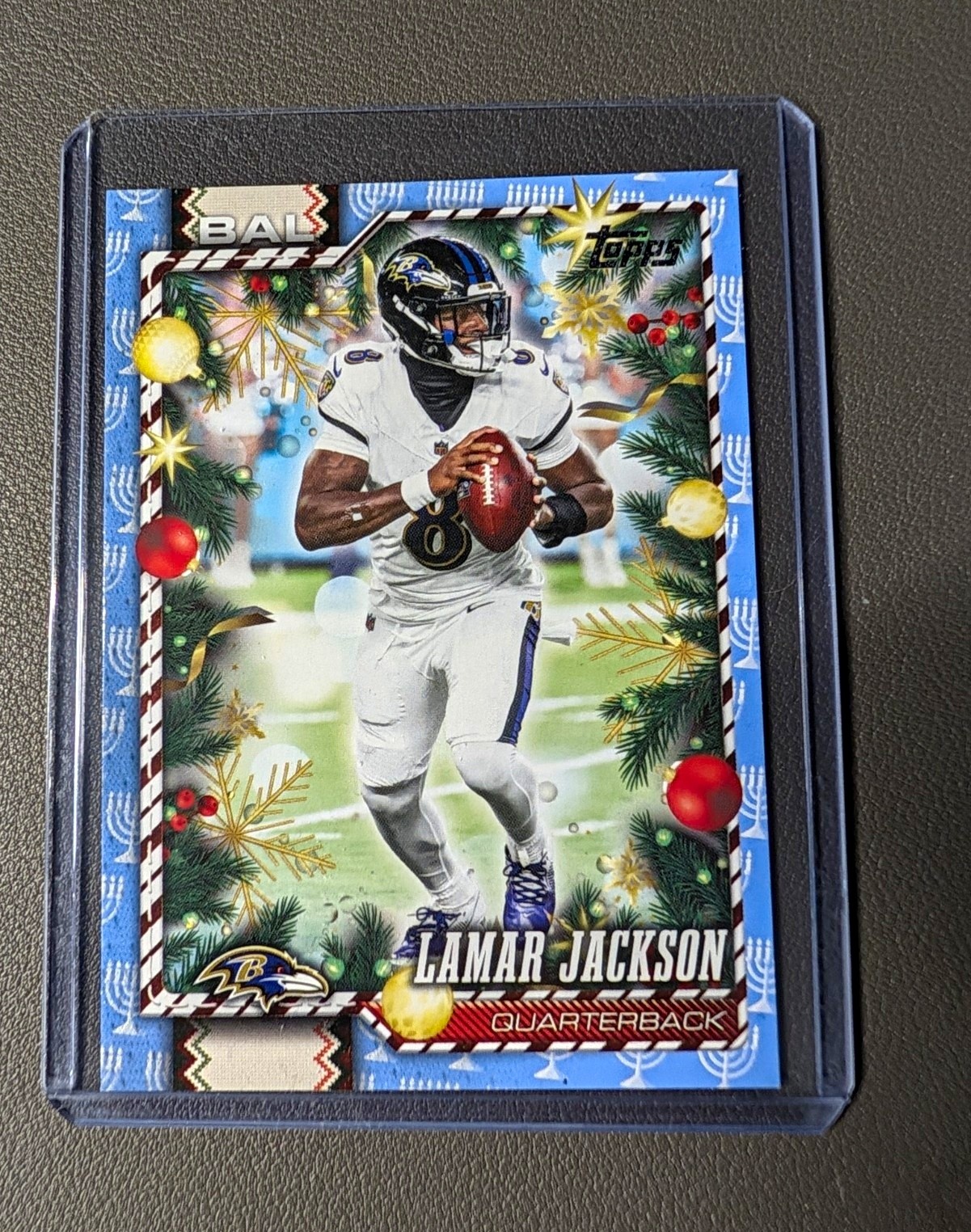 2026 Topps Holiday Lamar Jackson Menorah Parallel SSP 6/8 Ravens Card #9