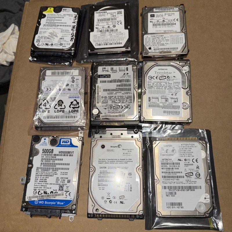 Laptop hard drives HHD and SSD lot of (9).. Various Capacities and Brands!