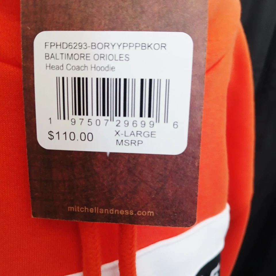 Nuevo con etiquetas Pullover Sudadera con Capucha Baltimore Orioles Mitchell & Ness Head Coach Cooperstown XL Foto 3 de 4