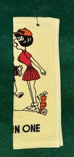 NEW High Skore ‘Hole In One’ Funny Gag Golf  Towel With Detachable Chain Yellow