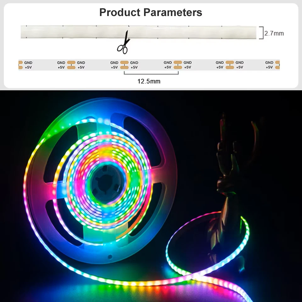 1M-5M LED Stripe RGBICLeiste Streifen Band Lichterkette 5V Traumfarbe 2,7mm Dünn - Bild 4 von 4