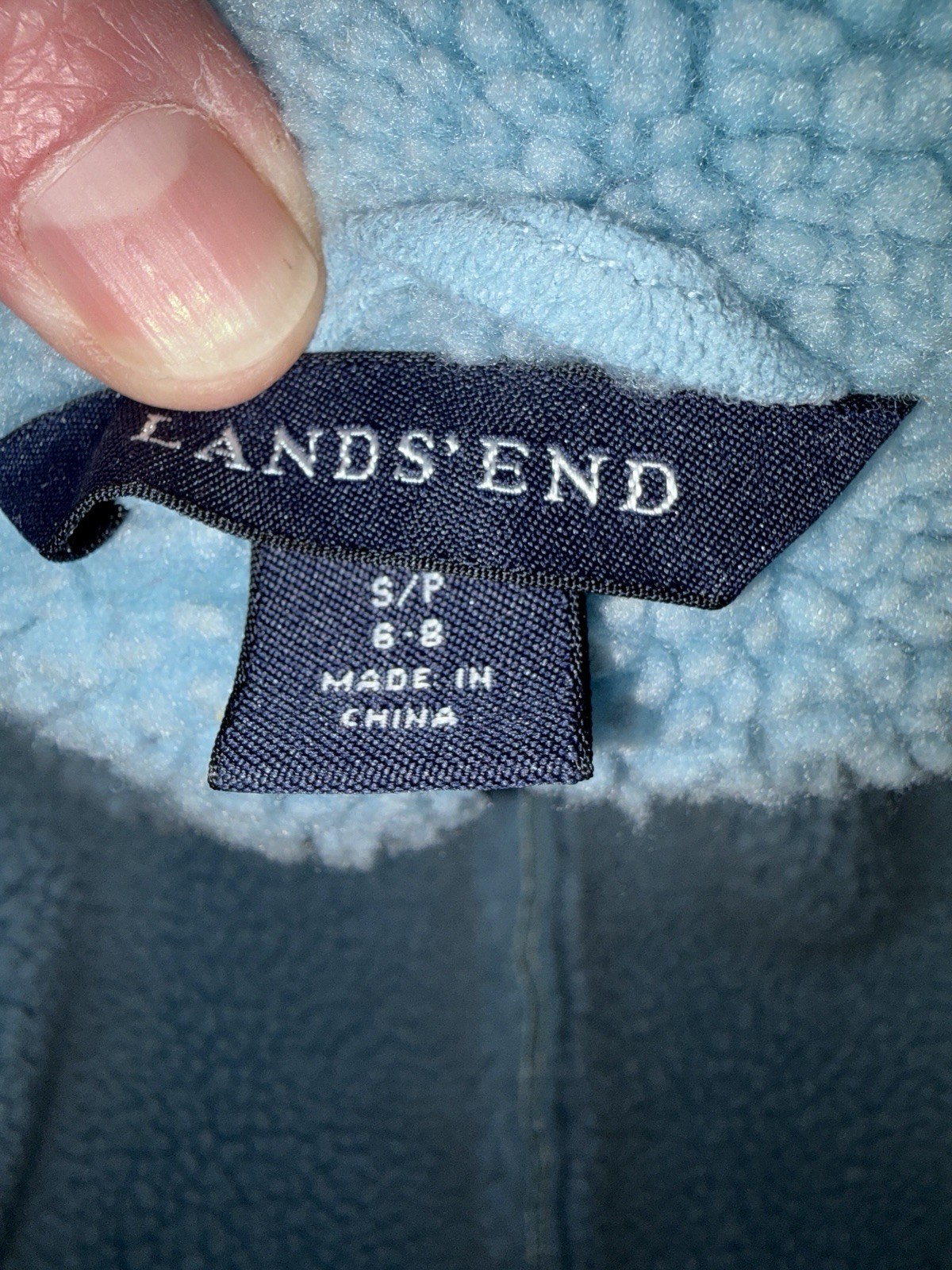 Women's LANDS END Blue FAUX SHEEPSKIN SHEARLING Style JACKET WINTER COAT Size S