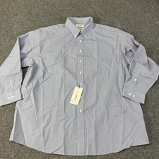 Roundtree  Yorke Gold Label Dress Shirt Mens 18.5 34/35 Big Blue Check Non Iron