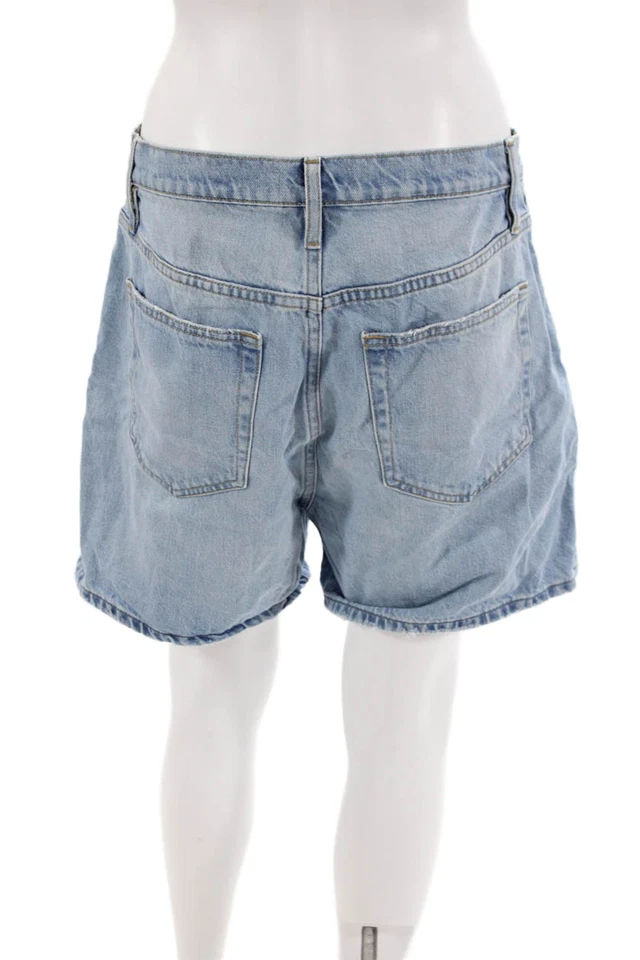 Shorts jeans casual feminino armação algodão com zíper forrado com botão azul tamanho EUR 29 - Imagem 3 de 4