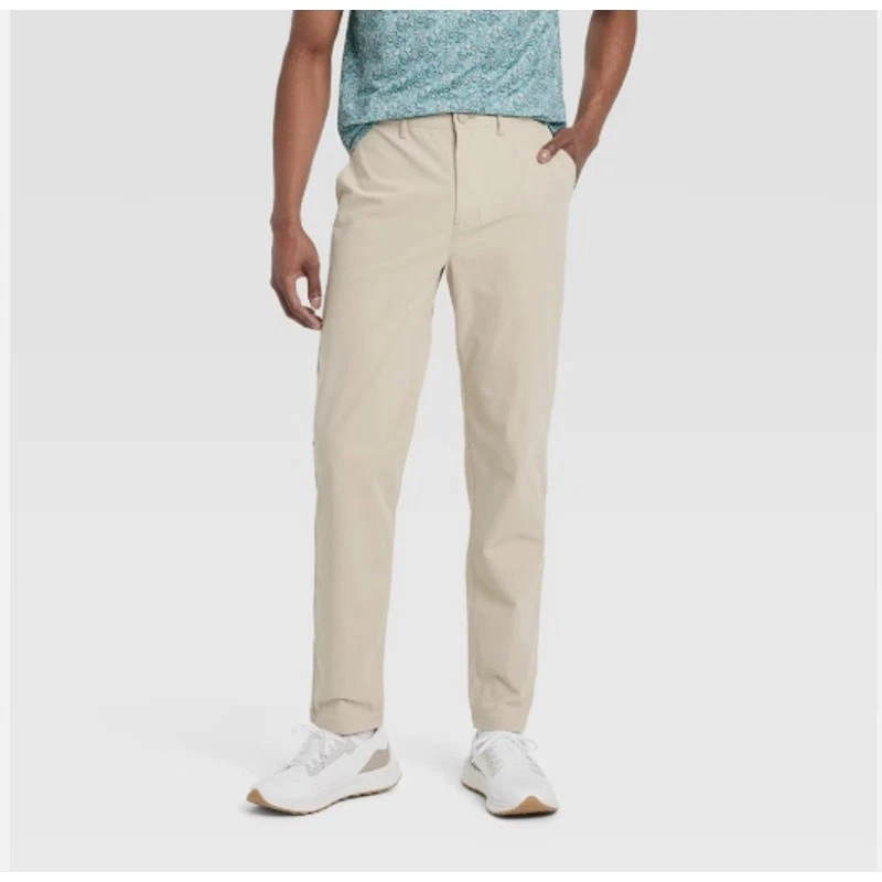 Golf Pants Straight 360 Lifestyle 38x34 Khaki All In Motion UPF 50+ New