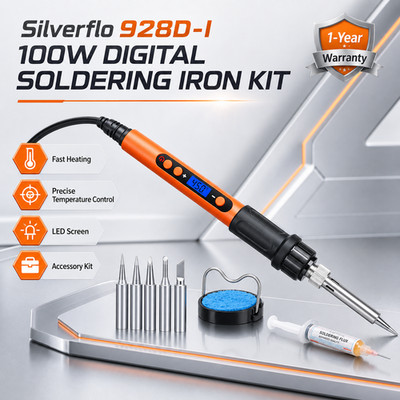100W Digital Soldering Iron Kit Adjustable Temp Welding Desoldering Tool Set