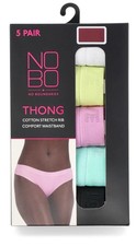 NO BOUNDARIES Women's XXL  19  Stretch Ribbed Thong Underwear 5 PACK - NEW