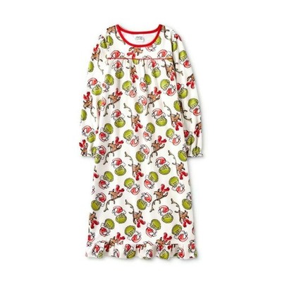 Girl's The Grinch and Dog Max Holiday Christmas Flannel Nightgown, Gown
