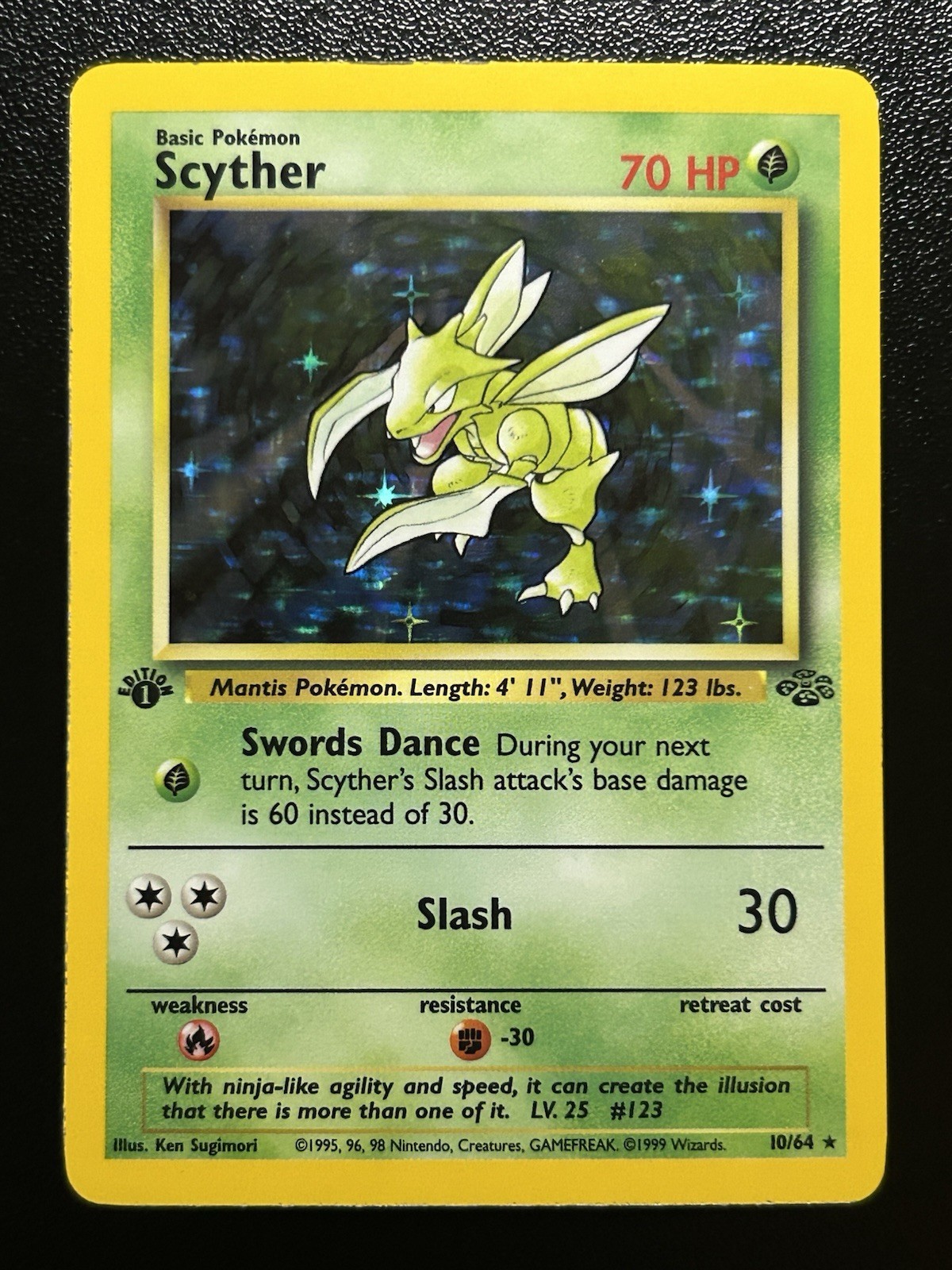 SCYTHER Pokemon Card - WOTC - 1st Edition - Jungle - 10/64 - HOLO - NM (A)