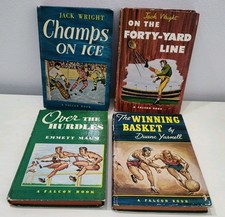 4 Falcon Books Sports Boys Stories 1948 HC Hurdles Football Basketball Hockey