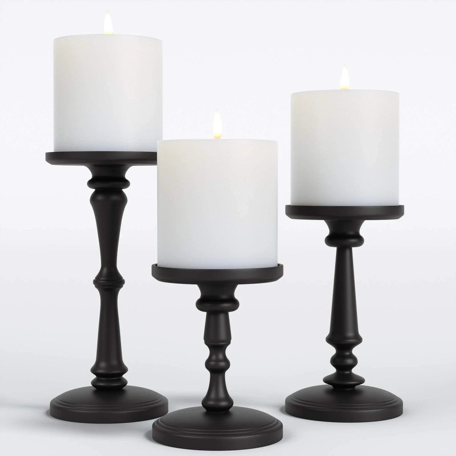 S Set Of 3 Metal Candle Holders For Pillar Candles 3 Pi