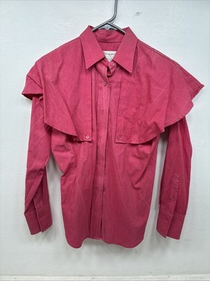 New Women s Longhorn Pink long Sleeve Button Up Size 6/28  TT-76