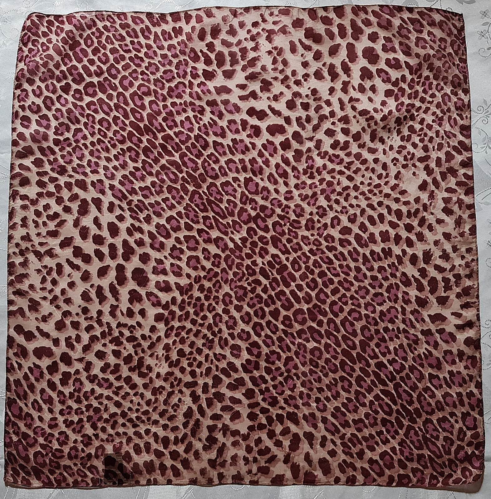 Vintage Maya Anima Art Brown Beige Chiffon Silk Scarf 26