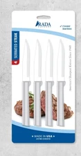 Rada Serrated Steak Knife 4pk Special, sealed 3 7/8" blades USA made grilling +