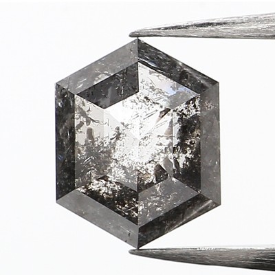 0.69 Ct Natural Loose Hexagon Shape Diamond 6.00 MM Salt Pepper Diamond QN849