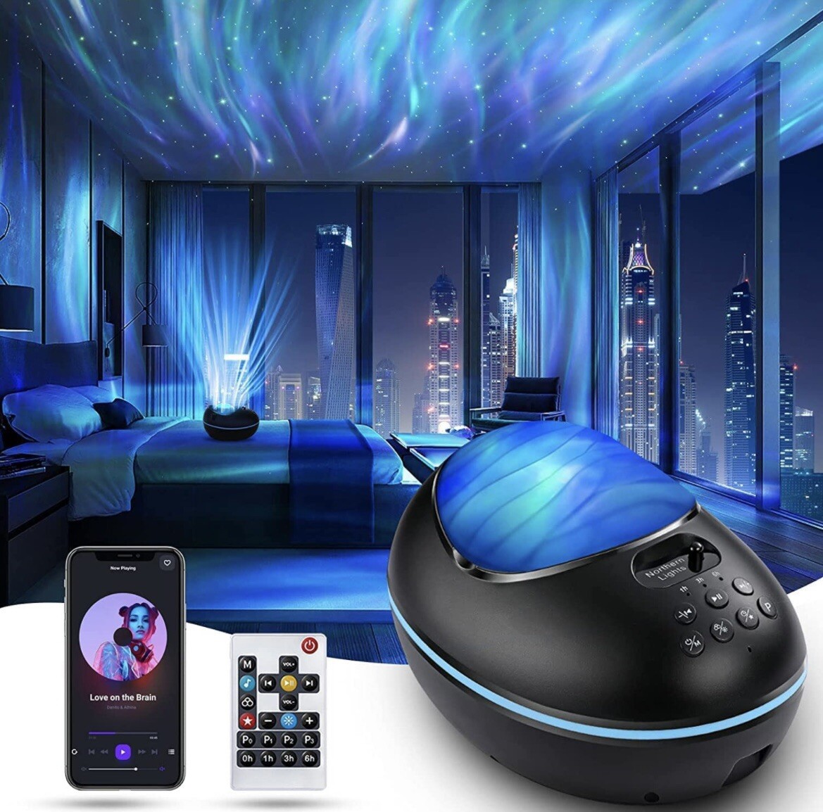 Aurora Projector, Cayclay 4 in 1 Galaxy Star Projector Built-In Bluetooth Speake