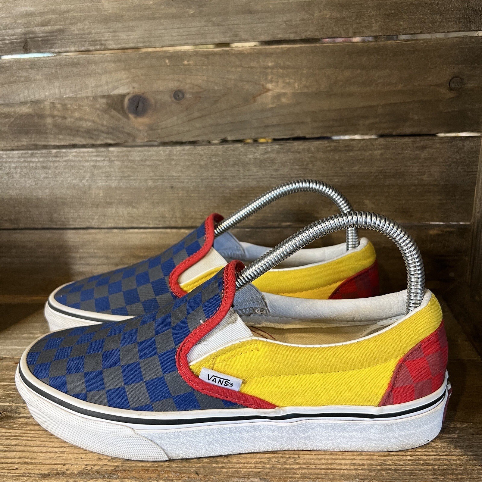 Womens Vans Classic Slip-On ColorBlock Checkerboard Sneakers Shoes Size 7.5 GUC thumbnail 2