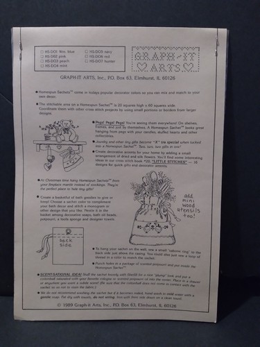 Bolsa de regalo punto de cruz hecha en casa 14 golosinas cordón verde 1989 - Imagen 2 de 4