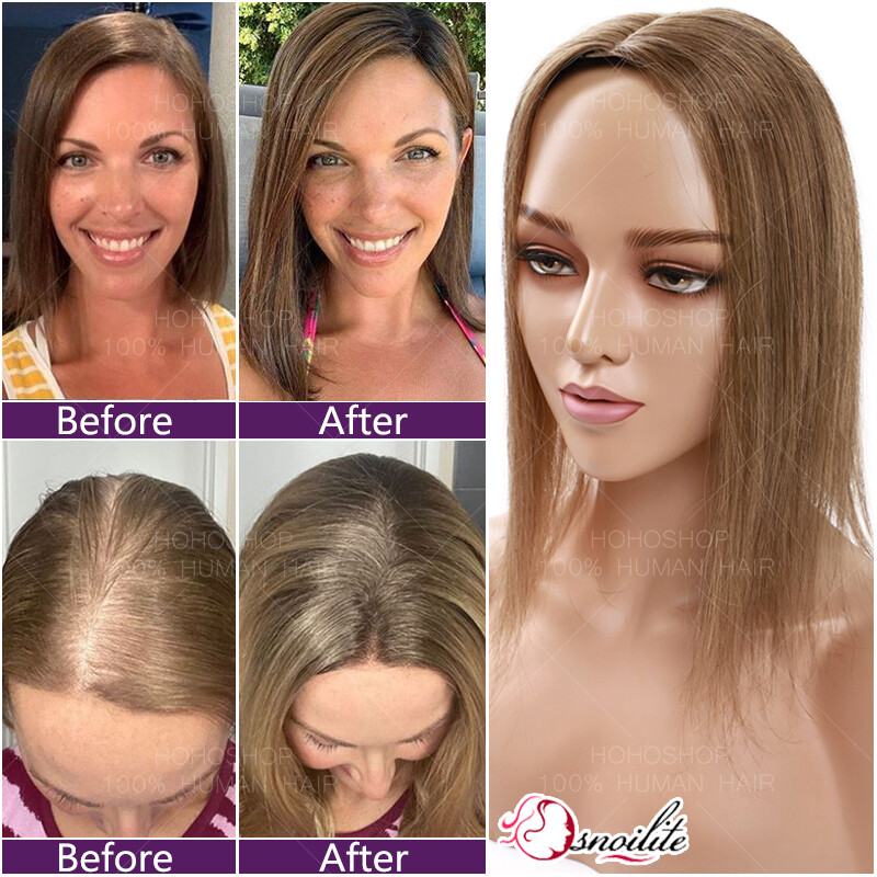 Damen Echthaar 100% Remy Topper Toupet Toupee Clip In Haarteile Hair Extensions