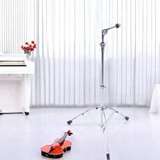 Cymbal Stand - Adjustable Straight/Angle, Steel, Silver Non-Slip Rubber Feet