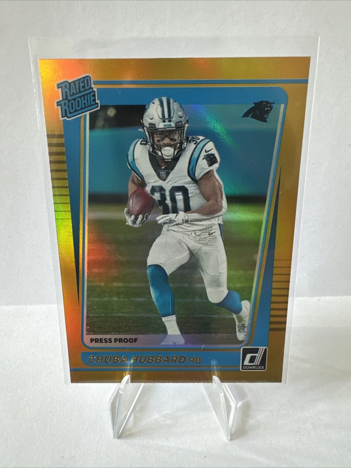 2021 Donruss Gold Press Proof Premium #287 Chuba Hubbard Rookie (RC)