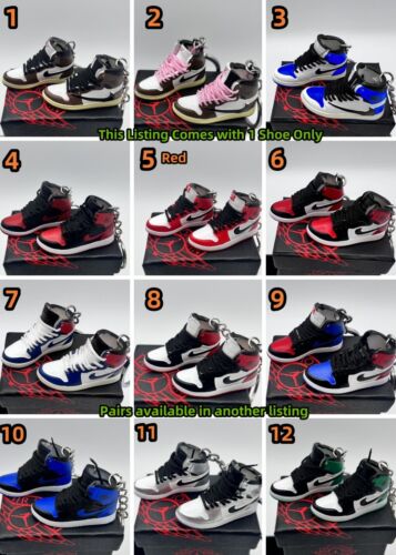 114 Styles Jordan 1 High & Low Mini Sneaker Key chain | Shoe box optional - Picture 1 of 125