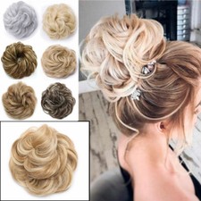 Real Natural Messy Hair Scrunchie Clip on Bun Ponytail Updo Extension Blonde HYT