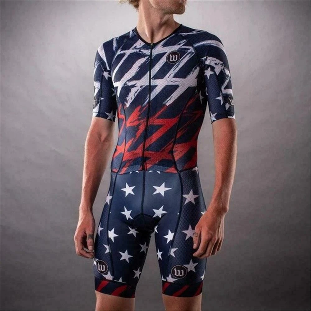 Triathlon Cycling Bodysuit Lycra Jersey Skin Suit Gel Breathable