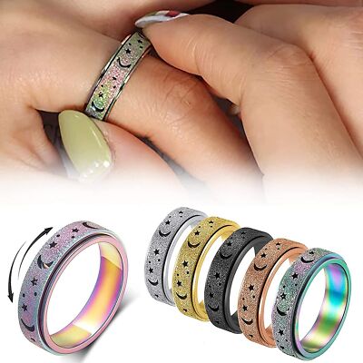 Edelstahl Anti-Angst Spinner Ring Stresslindernd Damen Herren Drehbarer Ring