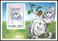 Tanzania 1996 - Tabby Shorthair, Cat Breeds - Souvenir Sheet - Scott 1438 - MNH