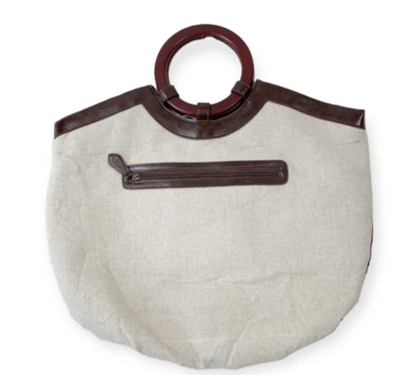 Cartera de yute con mango de madera Chico’s lentejuelas suroeste rebordear turquesa tostado Foto 2 de 4