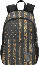 M YESCUSTOM Vintage USA Flag Deer Leaves Camouflage School Flag leaves deer