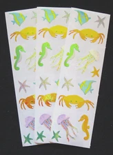 Mrs Grossman Vintage Three 2x6 inch Opalescence "Sea Life" Sticker Sheets