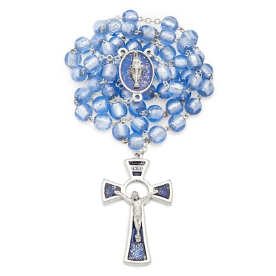Miraculous Virgin Murano Glass Rosary Beads Catholic Necklace from Vatican
