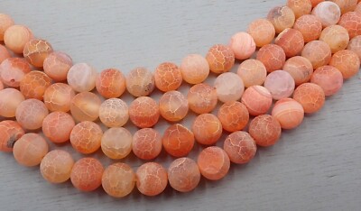 8mm Achat cracked Perlen orange-rot 1-20 Stück oder 1 Strang - 2 Stränge SB 906