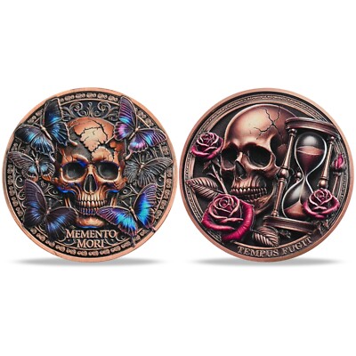 Skull Memento Mori Coin Tempus Fugit Stoic Challenge Coin Remember You Must Die
