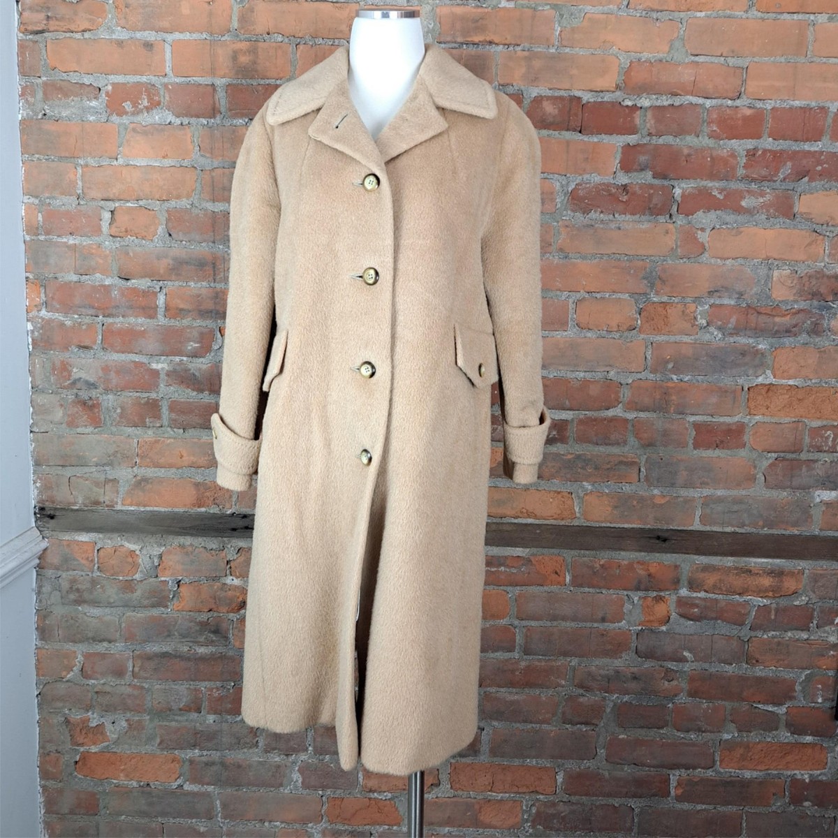 Vintage Womens 1970s Tan Wool Coat Feller's Dept Store Harrisburg