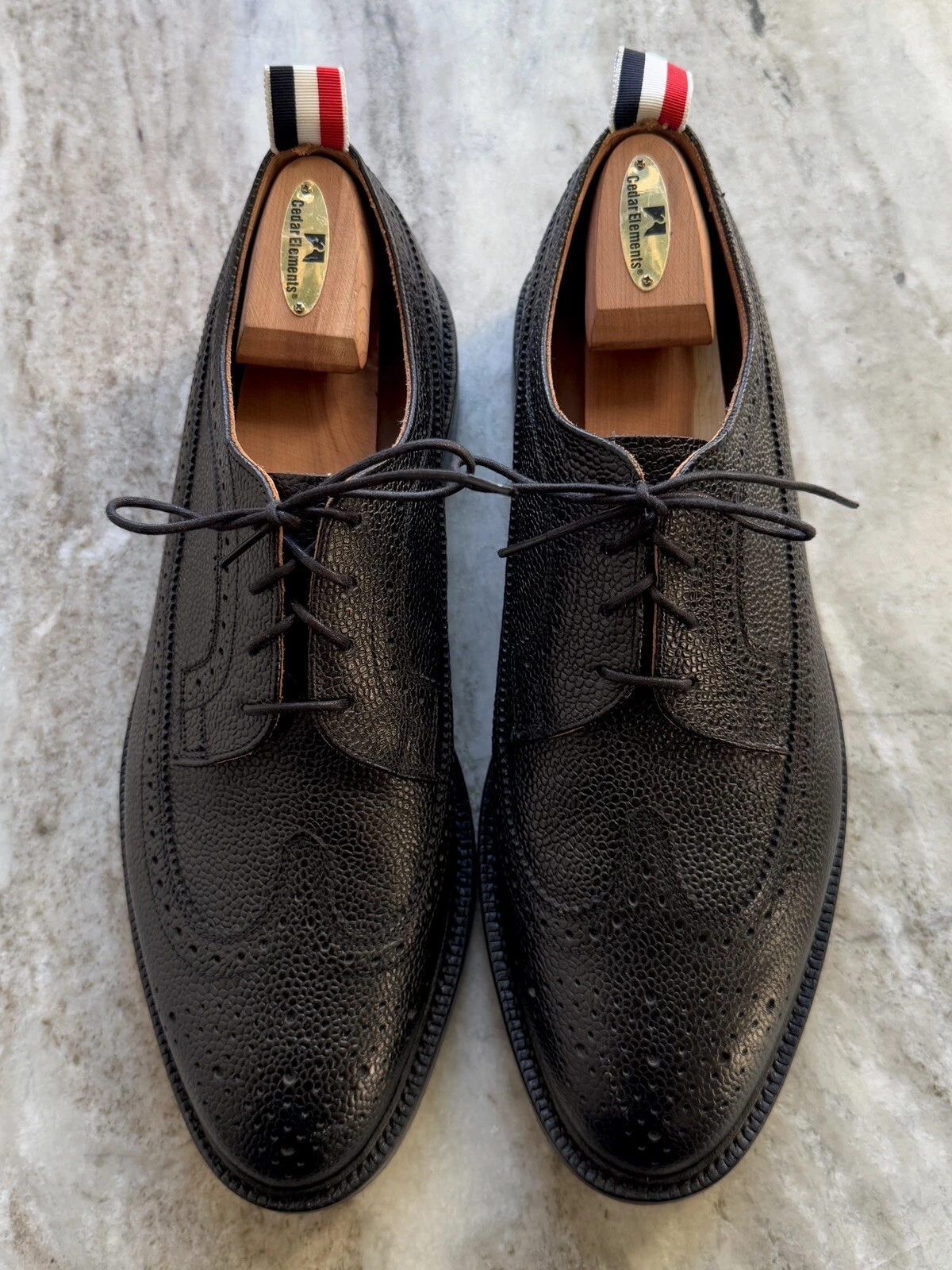 THOM BROWNE SUOLA IN PELLE LONGWING BROGUE 12 45 WINGTIPS NERO ITALIA $1200