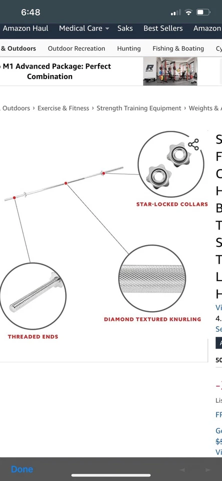 Barra de barra cromada roscada 60 pulgadas 1 pulgada de diámetro equipo de gimnasio de levantamiento de pesas Foto 4 de 4