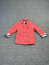 Girls S Small 5/6 Gymboree Hot Pink Black White Jacket Pea Coat