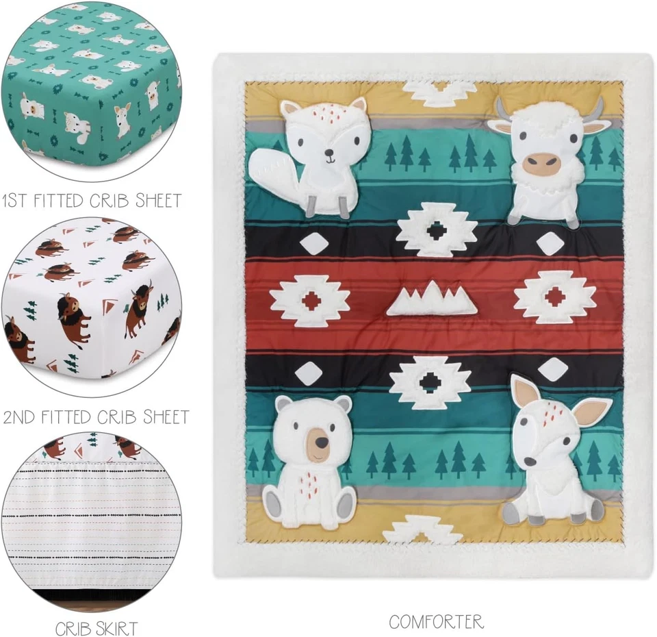 男孩和女孩婴儿床床上用品 4 件套 - 新生儿、婴儿和幼儿 Nu... — 第 4/4 张图片