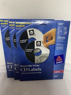 Avery 5931 Removable White CD Labels , Open Box, Total 63 Sheets
