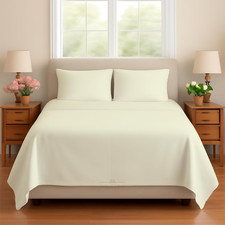 Luxury 100 Cotton Sleeper Sofa Bed Sheets, Deep Pocket, Ivory, Full Size