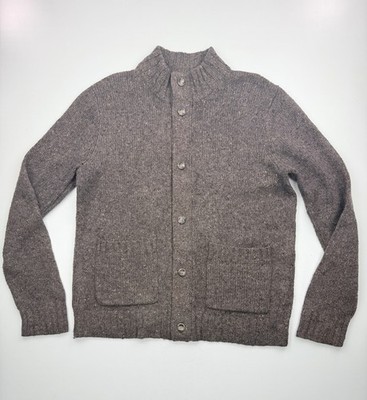 Eddie Bauer Herren Strickjacke UK mittelbraun Fleck Strick Knopf Taschen