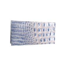 Slim Checkbook Holder Wallet Blue Leather Crocodile Embossed