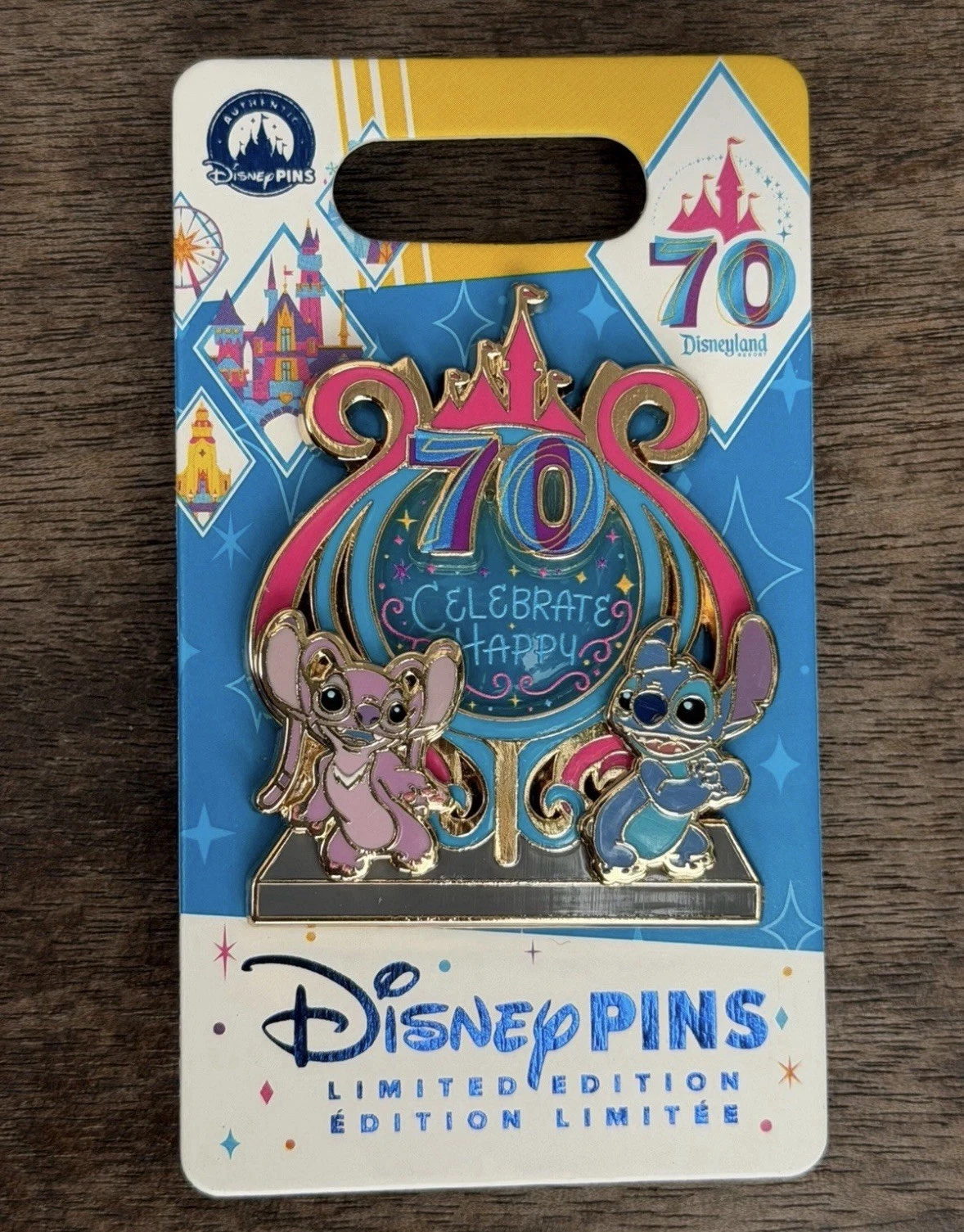 2026 Disneyland 70th Anniversary Celebrate Happy STITCH & ANGEL LE 2000 Pin