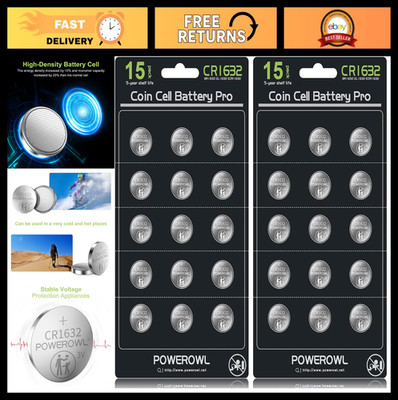 High Capacity CR1632 Lithium Batteries 30-Pack - 3V, 10-Year Leak-Free Power