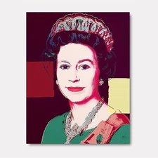 Andy Warhol- Silk Screen on Museum Board with Diamond Dust "Queen Elizabeth II o