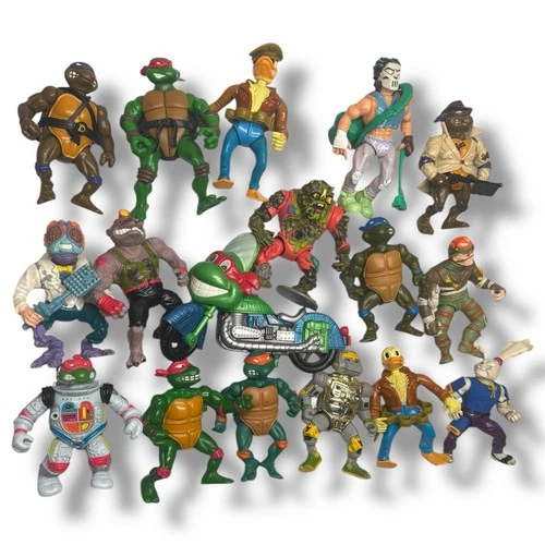 Vintage Teenage Mutant Ninja Turtles Figures Lot Of 17 W/ Some Accessories